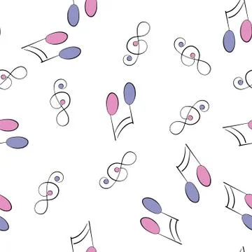 Music notes and treble clef on a white background. Stock Illustration