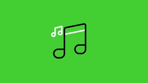 Music notes animated icon on bright green screen background Stock Footage 314767458