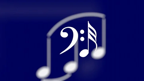 Music notes appear lens blur blue Stock Footage 95141136