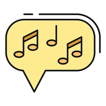 Music notes appearing in yellow speech bubble Stock Illustration
