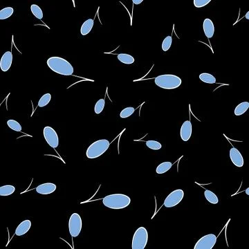 Music notes are scattered over a black background. Stock Illustration