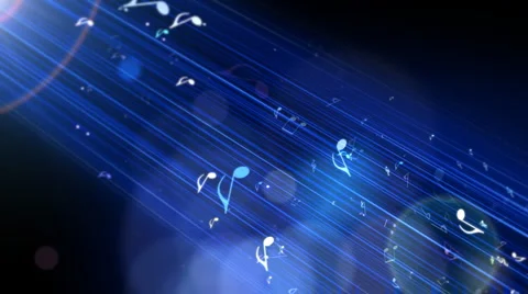 Music Notes Arised through The Blue Light Stock Footage 1213169