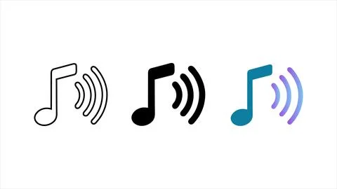 Music notes audio icon set Stock Illustration