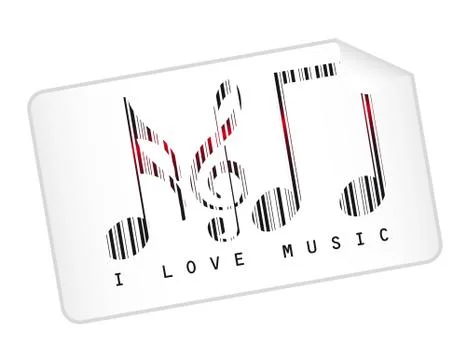 Music notes bar code isolated over white background. vector 库存插图