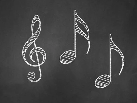Music notes on blackboard Stock Illustration
