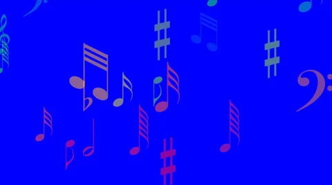 Music notes on blue (green) screen Stock Footage 41419616