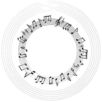 Music notes border. Musical frame background. Stock Illustration