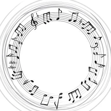 Music notes border. Musical frame background. Illustrazione stock