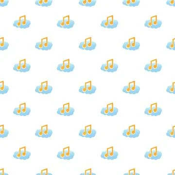 Music notes on clouds seamless digital pattern Illustrazione stock