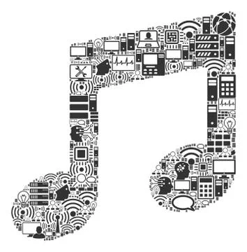 Music Notes Collage Icon for BigData and Computing Stock Illustration