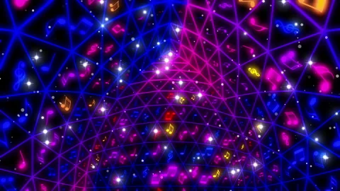 Music Notes Colored Blinking Looped Video 库存影片 148838779