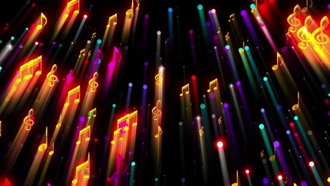Music Notes Colorful Rays Looped Video Stock Footage 147017547