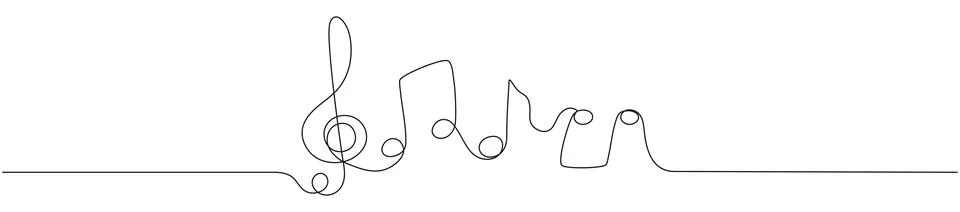 Music notes continuous one line drawing. Stock Illustration