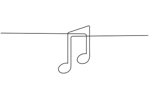 Music notes continuous one line drawing on white background minimalist vect.. Stock Illustration