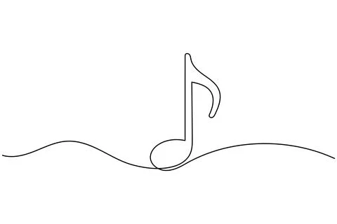 Music notes continuous one line drawing on white background minimalist vect.. Stock Illustration