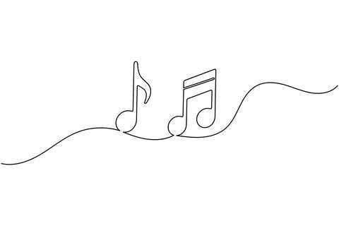Music notes continuous one line drawing on white background minimalist vect.. Stock Illustration