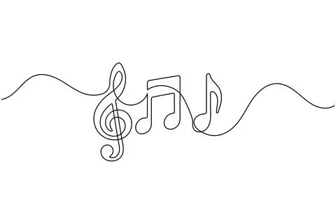Music notes continuous one line drawing on white background minimalist vect.. Stock Illustration
