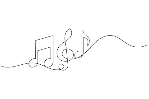 Music notes continuous one line drawing on white background minimalist vect.. イラスト素材