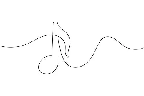 Music notes continuous one line drawing on white background minimalist vect.. Stock Illustration