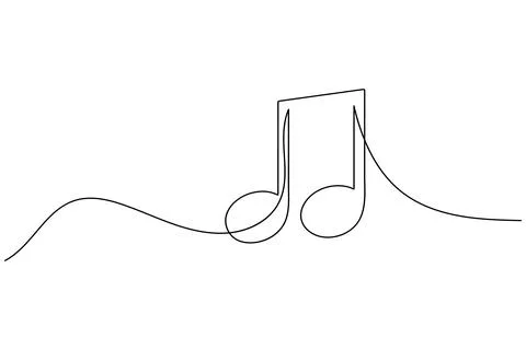 Music notes continuous one line drawing on white background minimalist vect.. Stock Illustration