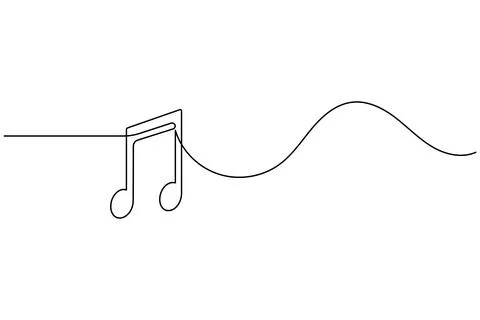 Music notes continuous one line drawing on white background minimalist vect.. Stock Illustration