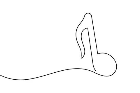 Music notes continuous one line drawing on white background minimalist vect.. Stock Illustration