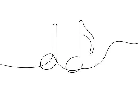 Music notes continuous one line drawing on white background minimalist vect.. Stock Illustration