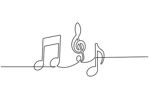 Music notes continuous one line drawing on white background minimalist vect.. Stock Illustration