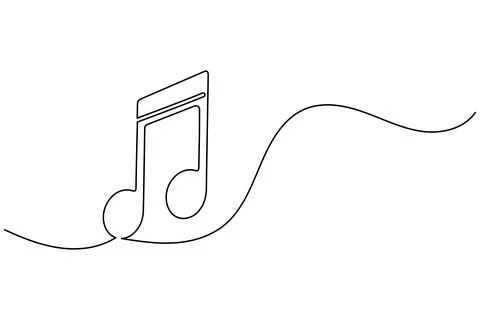 Music notes continuous one line drawing on white background minimalist vect.. Stock Illustration