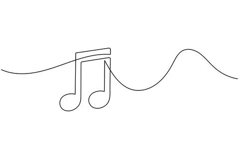Music notes continuous one line drawing on white background minimalist vect.. Stock Illustration