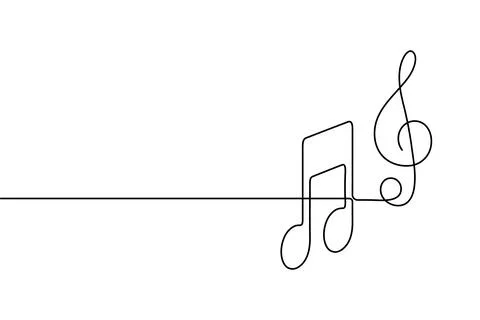 Music notes continuous one line drawing on white background minimalist vect.. Illustrazione stock