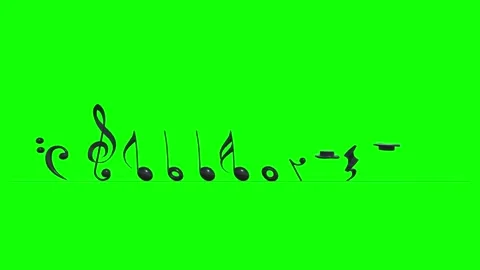 Music Notes Dancing on Green Screen 03 Stock Footage 230959495