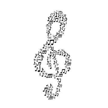 Music Notes Drawing Vector, Abstract circle pattern structure of music note Stock Illustration
