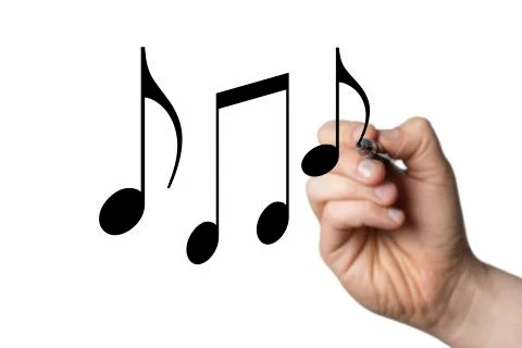 Music notes drawn by a hand 写真素材