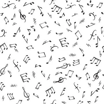 Music notes elements seamless pattern. Musical tiling background 스톡 일러스트