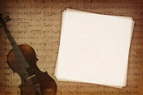 Music notes on fabric texture background with copy-space Stock Photos