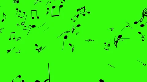 Music notes falling on the green screen Stock Footage 133417976