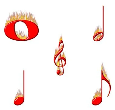 Music Notes on Fire 1 of 2 스톡 일러스트