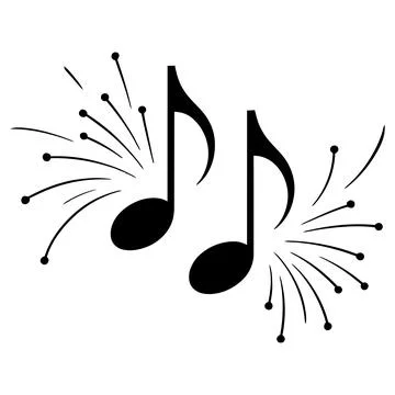 Music Notes with Fireworks Vector Icon | Musical Celebration Symbol Illustration Stock Illustration