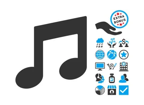 Music Notes Flat Vector Icon With Bonus Illustrazione stock