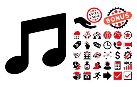 Music Notes Flat Vector Icon with Bonus Stock Illustration