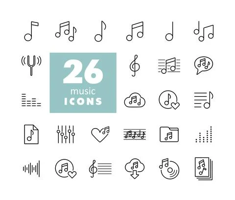Music notes flat vector icons set 스톡 일러스트