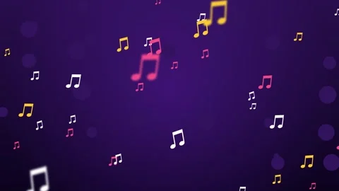 Music notes floating up like a melody on dark purple Stock Footage 348619386