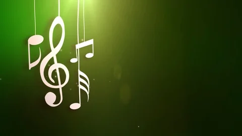 Music notes flowing hanging on strings and falling from the ceiling animation Video stock 97057875