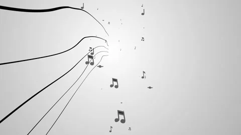 Music notes flowing on white background. Seamless animation. HD 1080. Stockbeeldmateriaal 94339191
