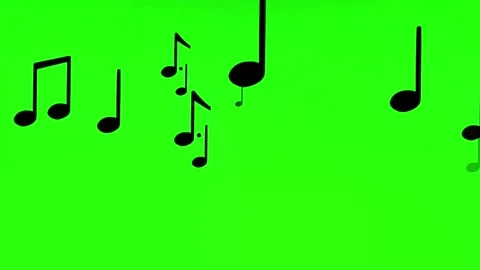 Music Notes Flying on Green Screen 05 Stock Footage 230959497