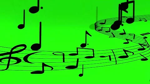 Music Notes Flying on Green Screen 06 Stock Footage 230959501