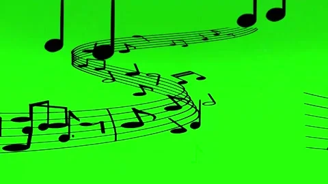Music Notes Flying on Green Screen 07 Stock Footage 230959502