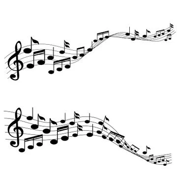 Music Notes with G-clef on Line Wave Background Stock Illustration