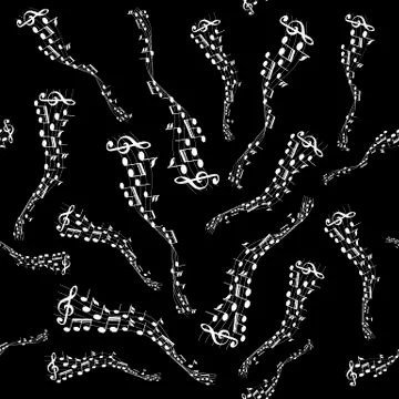 Music Notes with G-clef on Line Wave Background. Can be Adapt to Brochure Stock Illustration